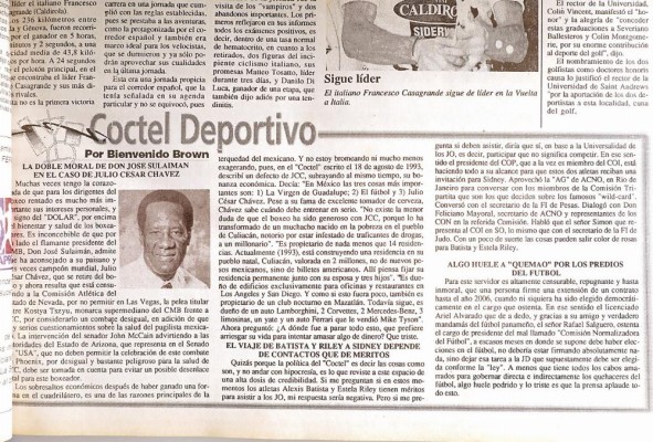 Bienvenido Brown no volverá a escribir su 'Cóctel Deportivo' Bienvenido Brown no volverá a escribir su 'Cóctel Deportivo'