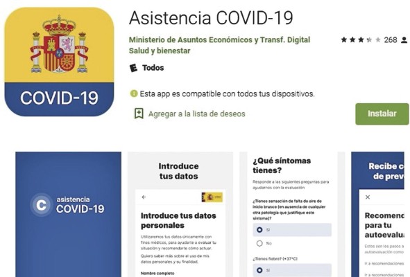 Asistencia Covid-19, la 'app' oficial del Gobierno de España disponible en Play Store, con más de 10 mil descargas. Asistencia Covid-19, la 'app' oficial del Gobierno de España disponible en Play Store, con más de 10 mil descargas.