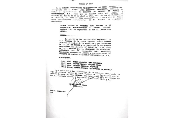 La Sala Tercera de lo Contencioso Administrativo de la CSJ no accedió a la suspensión de la inhabilitación de la empresa. La Sala Tercera de lo Contencioso Administrativo de la CSJ no accedió a la suspensión de la inhabilitación de la empresa.