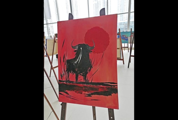 Obra 'Toros eternos', del artista colombiano Carlos Uribe Palacios. Obra 'Toros eternos', del artista colombiano Carlos Uribe Palacios.