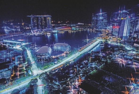Vista del Circuito Marina Bay en Singapur. Vista del Circuito Marina Bay en Singapur.