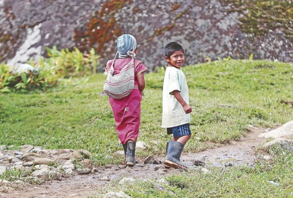 Los niños ayudan desde temprana edad a cargar. Los niños ayudan desde temprana edad a cargar.