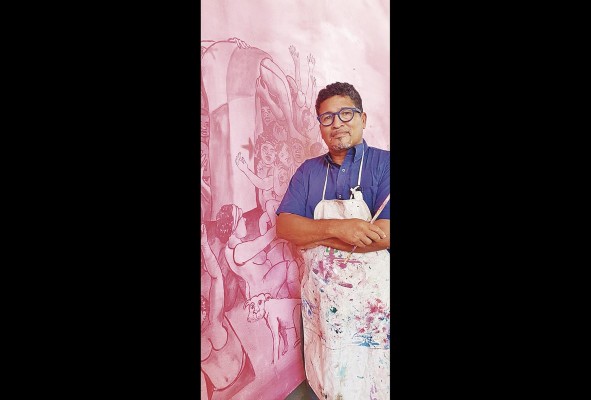 El artista panameño cuenta con el permiso del Vaticano para pintar en las iglesias tras una preparación que recibió en los años que residió en Florencia, Italia. El artista panameño cuenta con el permiso del Vaticano para pintar en las iglesias tras una preparación que recibió en los años que residió en Florencia, Italia.