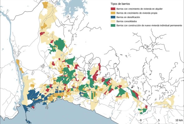 Este mapa muestra una categorización de los barrios de acuerdo con las características de tenencia y tipo de vivienda y el porcentaje de crecimiento de cada variable entre los censos de 2000 y 2010. El 65% de los barrios de la ciudad de Panamá se encuentra dentro del grupo de barrios consolidados, siendo estos barrios donde no se construye nueva vivienda ni la propiedad cambia su estatus de tenencia (alquilada, hipotecada o propia). Este mapa muestra una categorización de los barrios de acuerdo con las características de tenencia y tipo de vivienda y el porcentaje de crecimiento de cada variable entre los censos de 2000 y 2010. El 65% de los barrios de la ciudad de Panamá se encuentra dentro del grupo de barrios consolidados, siendo estos barrios donde no se construye nueva vivienda ni la propiedad cambia su estatus de tenencia (alquilada, hipotecada o propia).