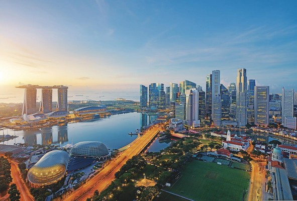 Vista del distrito financiero de Singapur Vista del distrito financiero de Singapur
