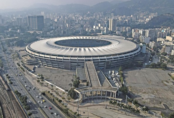 Fotografía tomada con un dron que muestra el Estadio Maracaná, el 9 de julio de 2021, en Río de Janeiro (Brasil). Fotografía tomada con un dron que muestra el Estadio Maracaná, el 9 de julio de 2021, en Río de Janeiro (Brasil).