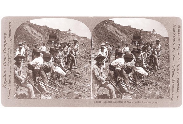 Muestra de trabajadores españoles construyendo el Canal de Panamá. Muestra de trabajadores españoles construyendo el Canal de Panamá.