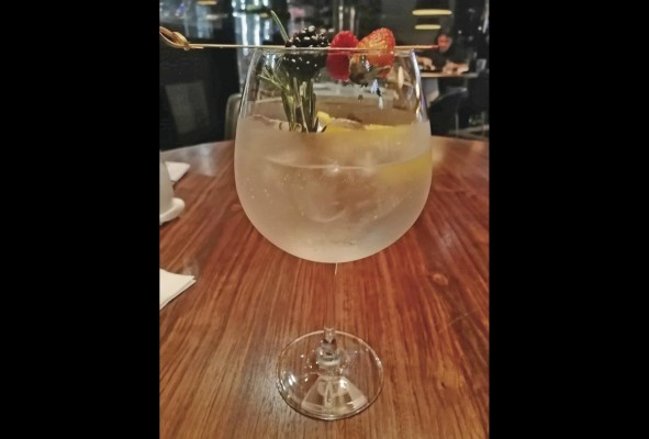 Gin tonic con fru|tos rojos Gin tonic con fru|tos rojos