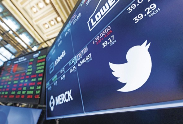 Pantalla con el logo de la red social Twitter. Pantalla con el logo de la red social Twitter.