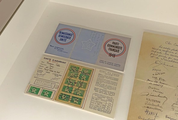 Carnet de adhesión al Partido Comunista fechado en 1946, expuestos en la exposición. Carnet de adhesión al Partido Comunista fechado en 1946, expuestos en la exposición.