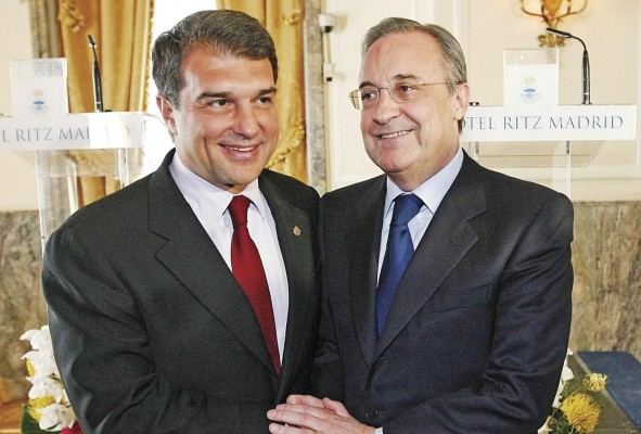 Los presidentes del F.C. Barcelona, Joan Laporta, y del Real Madrid, Florentino Pérez (i-d). Los presidentes del F.C. Barcelona, Joan Laporta, y del Real Madrid, Florentino Pérez (i-d).