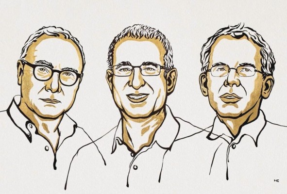 David Card, Joshua Angrist y Guido Imbens David Card, Joshua Angrist y Guido Imbens