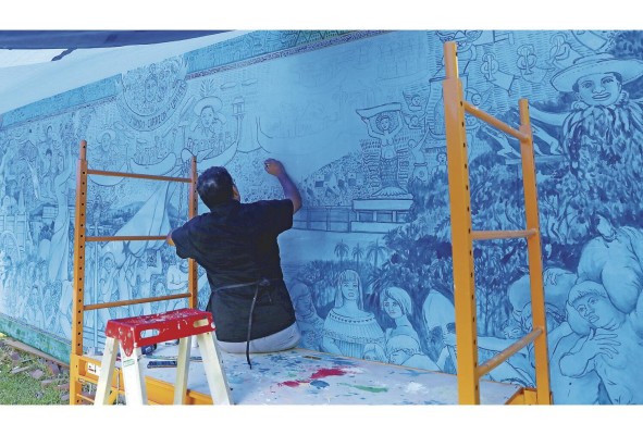 El alma de 'Puente del mundo corazón del universo', la pintura del Salón de la Paz El alma de 'Puente del mundo corazón del universo', la pintura del Salón de la Paz