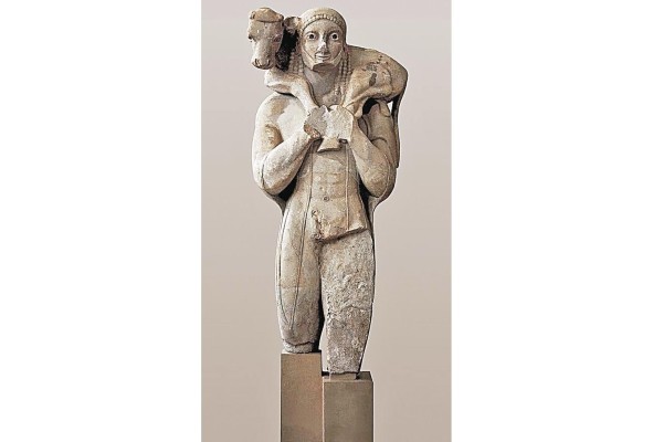 El Moscóforo. Fechada entre el 570 a.C. y el 520 a.C., de autor desconocido. El Moscóforo. Fechada entre el 570 a.C. y el 520 a.C., de autor desconocido.