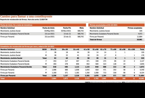 Agrupaciones pro constituyente han colectado el 2.9% de las firmas exigidas Agrupaciones pro constituyente han colectado el 2.9% de las firmas exigidas