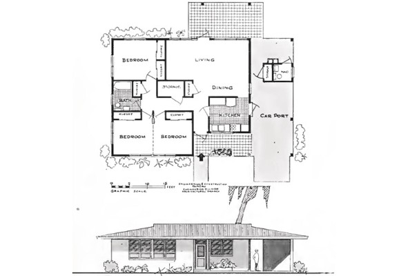 Año 1951. Plano de vivienda modelo de la época. Año 1951. Plano de vivienda modelo de la época.
