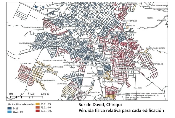 En este mapa presentamos un análisis probabilístico de la ocurrencia de sismos en el sur de la ciudad de David y la pérdida esperada debido a afectaciones en las viviendas. En este mapa presentamos un análisis probabilístico de la ocurrencia de sismos en el sur de la ciudad de David y la pérdida esperada debido a afectaciones en las viviendas.
