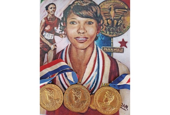 Una pintura hecha a Diva Bishop poco después de sus triunfos en los Bolivarianos de 1973, donde ganó tres medallas de oro. Una pintura hecha a Diva Bishop poco después de sus triunfos en los Bolivarianos de 1973, donde ganó tres medallas de oro.