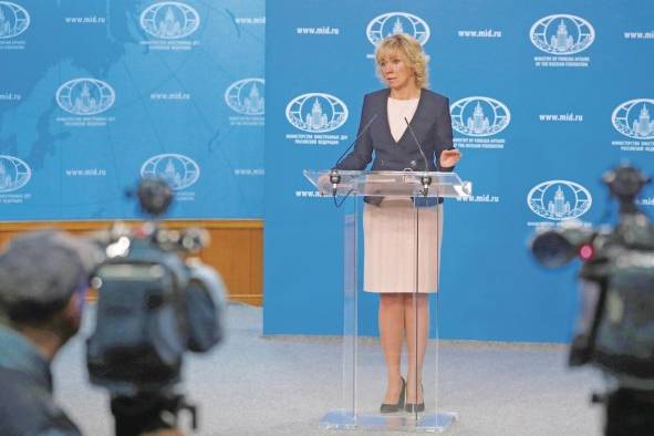 María Zajarova portavoz de la Cancilllería rusa. María Zajarova portavoz de la Cancilllería rusa.