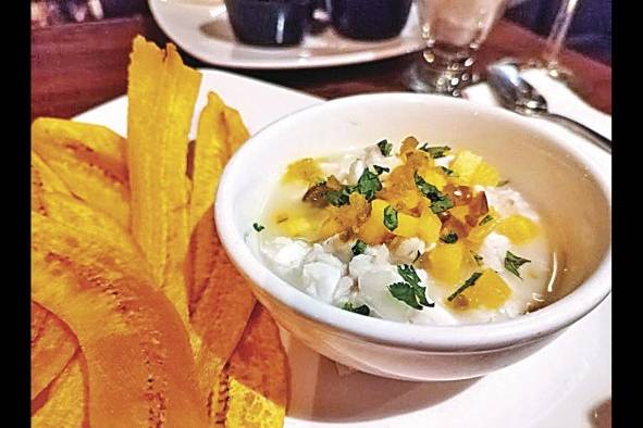 Ceviche de corvina con la Blanche Ceviche de corvina con la Blanche