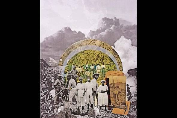 'What we choose to not see' (Lo que elegimos no ver) no. 3, 2022, collage de técnica mixta sobre papel acuarela, 65 x 55 cm. 'What we choose to not see' (Lo que elegimos no ver) no. 3, 2022, collage de técnica mixta sobre papel acuarela, 65 x 55 cm.
