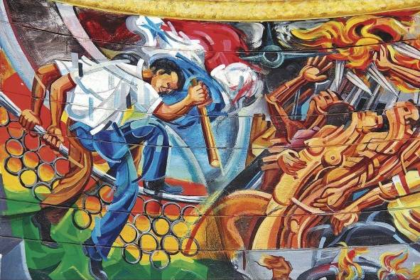 Segmento de un mural de Carlos Alberto Palomino. Segmento de un mural de Carlos Alberto Palomino.