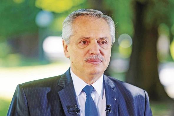 El mandatario, Alberto Fernández, mientras habla durante el anuncio sobre el acuerdo con el FMI. El mandatario, Alberto Fernández, mientras habla durante el anuncio sobre el acuerdo con el FMI.