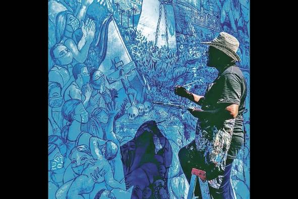 En el mural se aprecian detalles como la figura de san Francisco de Asís, la flora y la fauna nacionales, el retrato de Jesús en la cruz, la bandera, la virgen, personas orando con mascarillas, entre otros elementos. En el mural se aprecian detalles como la figura de san Francisco de Asís, la flora y la fauna nacionales, el retrato de Jesús en la cruz, la bandera, la virgen, personas orando con mascarillas, entre otros elementos.