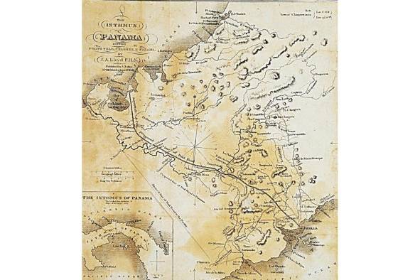 Mapa del istmo de Panamá entre Portobelo, Chagres y Panamá. Este mapa muestra la ruta propuesta para el ferrocarril entre Aspinwall y Panamá. Publicado por J. Oakes 140 Maiden Lane, New York. The Huntington Library, Los Ángeles, CA, EE. UU. Mapa del istmo de Panamá entre Portobelo, Chagres y Panamá. Este mapa muestra la ruta propuesta para el ferrocarril entre Aspinwall y Panamá. Publicado por J. Oakes 140 Maiden Lane, New York. The Huntington Library, Los Ángeles, CA, EE. UU.