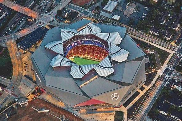 Estadio Mercedez-Benz, ubicado en Atlanta, fue construido en 2017 y será una de las sedes del Mundial. Tiene capacidad para 71.000 personas Estadio Mercedez-Benz, ubicado en Atlanta, fue construido en 2017 y será una de las sedes del Mundial. Tiene capacidad para 71.000 personas
