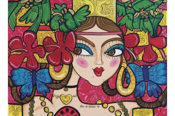 Mami con papos loros y mariposas, Rolo De Sedas Mami con papos loros y mariposas, Rolo De Sedas