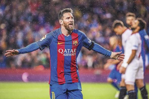 Lionel Messi, del Barcelona, festeja su anotación durante un partido. Lionel Messi, del Barcelona, festeja su anotación durante un partido.
