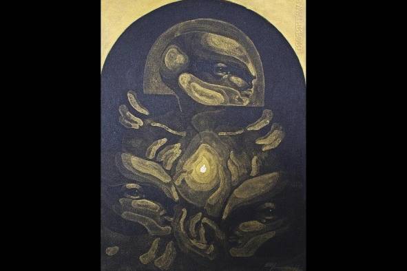 El artista Camilo Almaráz utilizó humo, acrílico y tinta en sus obras. El artista Camilo Almaráz utilizó humo, acrílico y tinta en sus obras.
