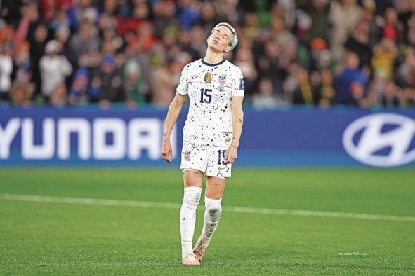 Megan Rapinoe, de Estados Unidos, tras fallar desde los once metros su tiro penal. Megan Rapinoe, de Estados Unidos, tras fallar desde los once metros su tiro penal.