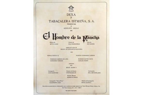 Programa de mano de El Hombre de la Mancha Programa de mano de El Hombre de la Mancha