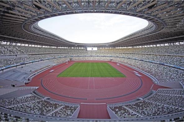 Nuevo Estadio Nacional de Tokio, donde se inaugurarán y clausurarán los Juegos Olímpicos de 2020 y se disputarán las pruebas de atletismo y las finales de fútbol. Nuevo Estadio Nacional de Tokio, donde se inaugurarán y clausurarán los Juegos Olímpicos de 2020 y se disputarán las pruebas de atletismo y las finales de fútbol.