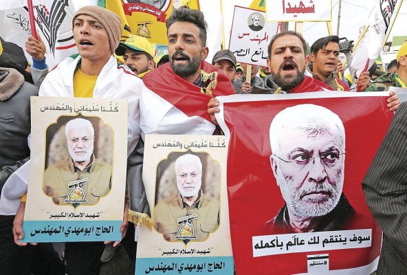 Manifestaciones en Bagdad por la muerte de Qasem Soleimaní Manifestaciones en Bagdad por la muerte de Qasem Soleimaní