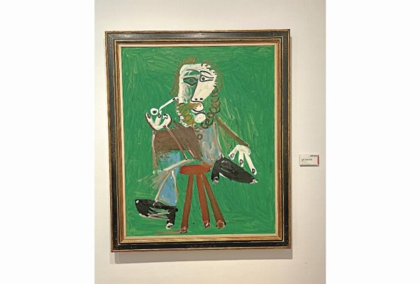 “Hombre sentado con pipa”, pintura hecha por Pablo Picasso y donada por Botero. “Hombre sentado con pipa”, pintura hecha por Pablo Picasso y donada por Botero.