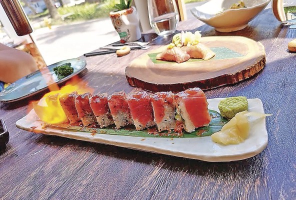 Blue fin tuna and black garlic roll Blue fin tuna and black garlic roll