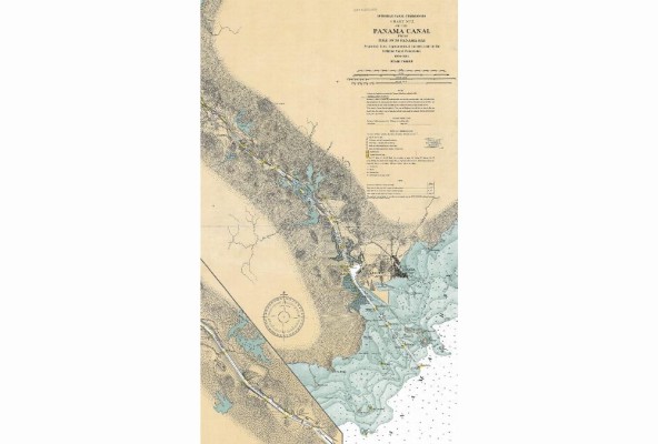 Este mapa de la Isthmian Canal Commission muestra las transformaciones realizadas en el paisaje para la construcción del Canal de Panamá y de su infraestructura entre 1904-1914. Entre estos cambios se encontraban el relleno del área de Balboa y del sitio donde actualmente están los tanques en la entrada del Canal, la construcción de la calzada de Amador, el realineamiento del ferrocarril y las esclusas de Miraflores, todos elementos que a inicios del siglo XX no existían. Este mapa de la Isthmian Canal Commission muestra las transformaciones realizadas en el paisaje para la construcción del Canal de Panamá y de su infraestructura entre 1904-1914. Entre estos cambios se encontraban el relleno del área de Balboa y del sitio donde actualmente están los tanques en la entrada del Canal, la construcción de la calzada de Amador, el realineamiento del ferrocarril y las esclusas de Miraflores, todos elementos que a inicios del siglo XX no existían.