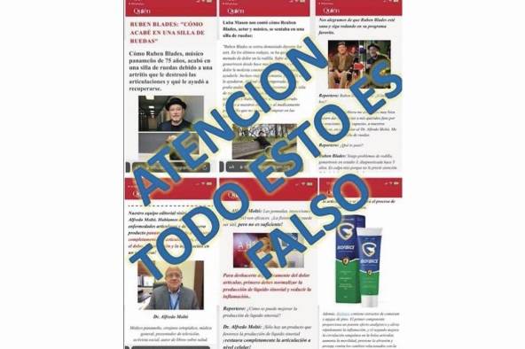 Rubén Blades fue la más reciente víctima en una nota que comunicaba que se encontraba en silla de ruedas por una fuerte artritis y en supuesto medicamento que lo curo. El artista desmintió todo en sus redes sociales. Rubén Blades fue la más reciente víctima en una nota que comunicaba que se encontraba en silla de ruedas por una fuerte artritis y en supuesto medicamento que lo curo. El artista desmintió todo en sus redes sociales.