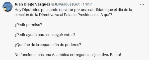 Exdiputado Juan Diego Vásquez se pronuncia sobre visita de diputada Shirley Castañeda a la presidencia de la República. Exdiputado Juan Diego Vásquez se pronuncia sobre visita de diputada Shirley Castañeda a la presidencia de la República. 
