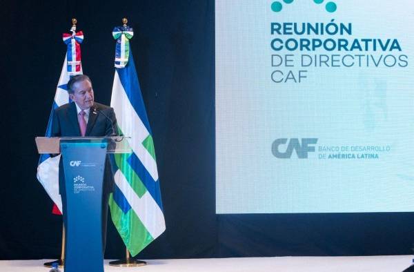El presidente Laurentino Cortizo durante la reunión inaugural de CAF en Panamá. El presidente Laurentino Cortizo durante la reunión inaugural de CAF en Panamá.