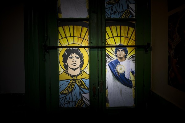 Fotografía de un bar temático de Maradona, el 21 de octubre de 2022, en el barrio de la Boca, en Buenos Aires (Argentina). Fotografía de un bar temático de Maradona, el 21 de octubre de 2022, en el barrio de la Boca, en Buenos Aires (Argentina).