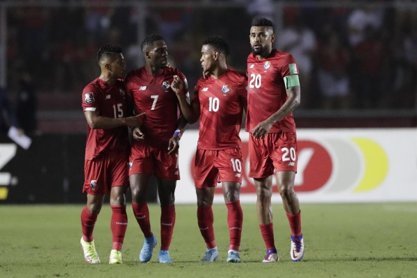 Jugadores de Panamá celebran un gol, el 24 de marzo de 2022 Jugadores de Panamá celebran un gol, el 24 de marzo de 2022