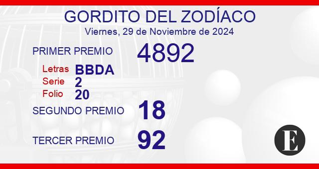 Sorteo Gordito del Zodiaco de 29 de noviembre de 2024 Sorteo Gordito del Zodiaco de 29 de noviembre de 2024
