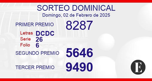 Sorteo de oro dominical del 2 de febrero de 2025 Sorteo de oro dominical del 2 de febrero de 2025