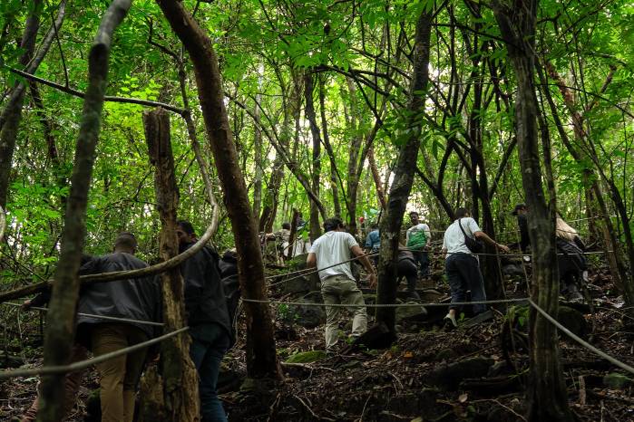 Los excursionistas emprenden el ascenso con igual entusiasmo. Los excursionistas emprenden el ascenso con igual entusiasmo.