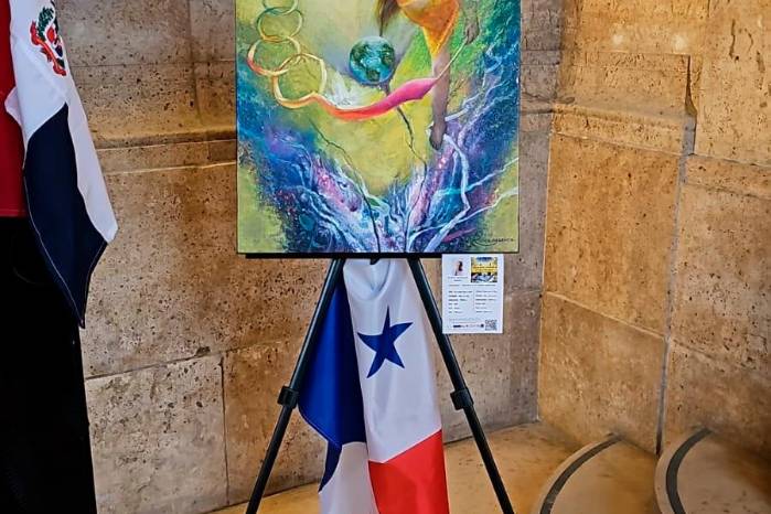 El cuadro con el que participa Rivera en París: ‘Cinta para la paz’. El cuadro con el que participa Rivera en París: ‘Cinta para la paz’.