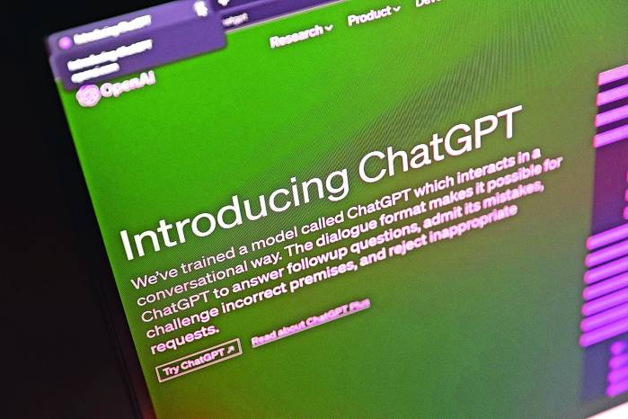 Imagen de archivo de una pantalla con el sitio web ChatGPT de OpenAI. Imagen de archivo de una pantalla con el sitio web ChatGPT de OpenAI.